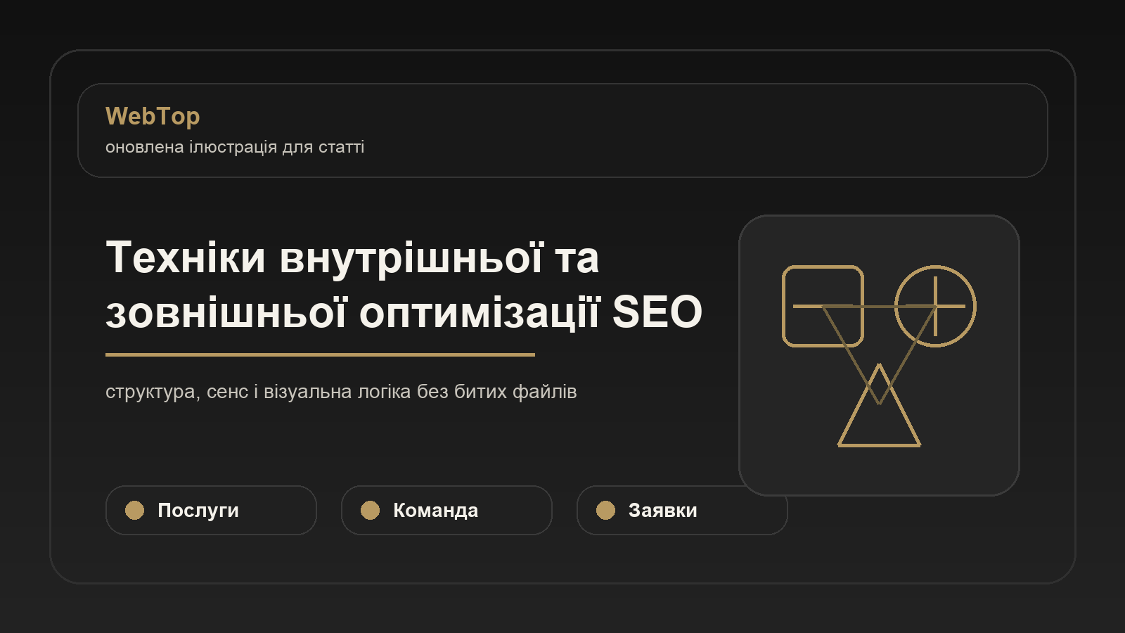Техніки внутрішньої та зовнішньої оптимізації SEO - ілюстрація WebTop