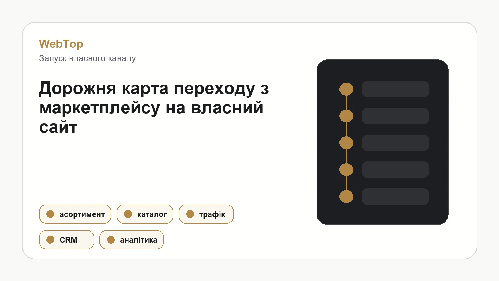 Інфографіка WebTop про етапи запуску продажів через власний сайт після маркетплейсу