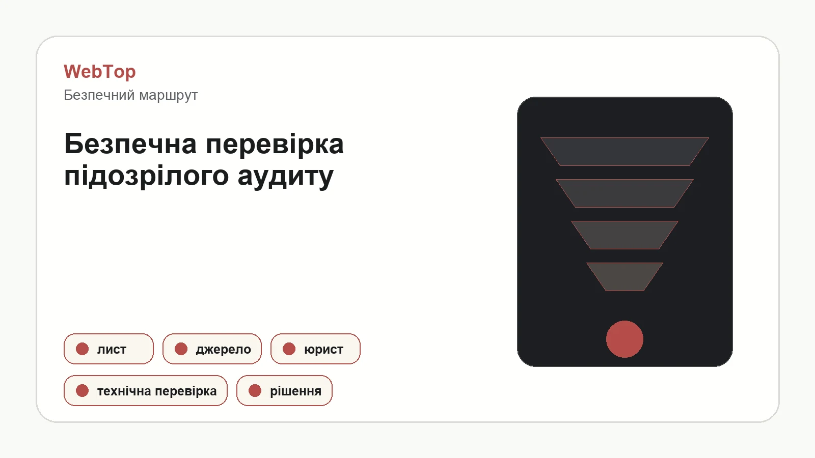 Графічний блок WebTop про безпечну перевірку листа з аудитом сайту