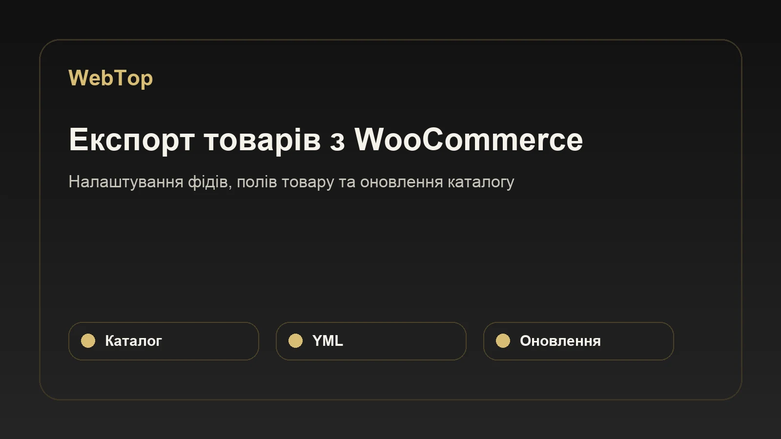 Схема налаштування експорту товарів WooCommerce у YML