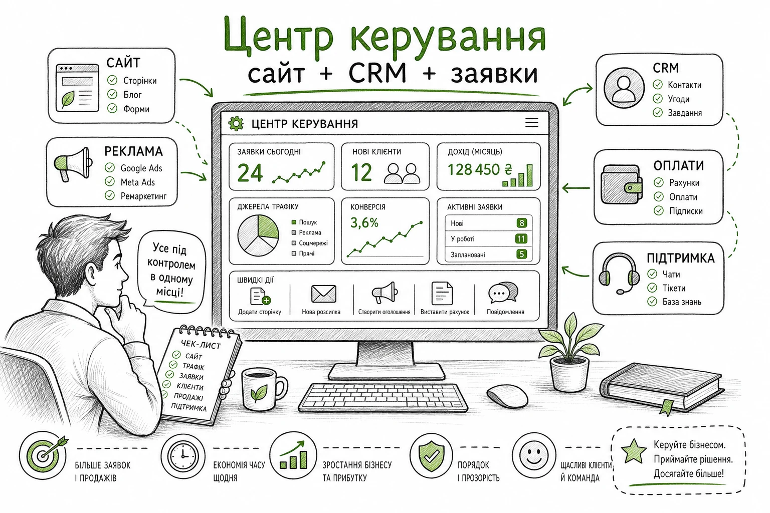 Інфографіка WebTop про центр керування онлайн-бізнесом