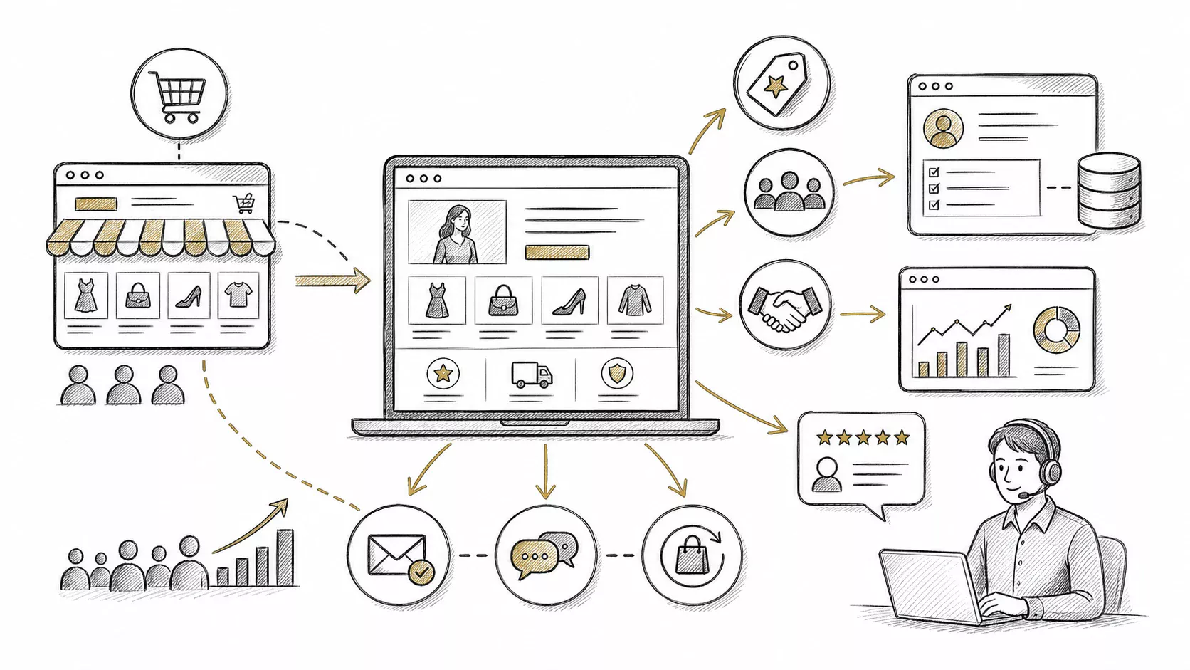 Схема WebTop про маркетплейс, власний сайт, CRM, бренд і аналітику